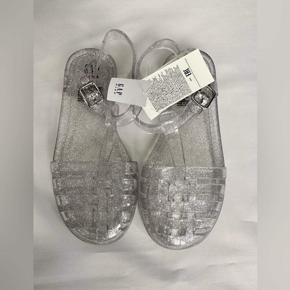 Gap Kids Jelly Silver Sparkly Sandals Size 11 #810895 NWT